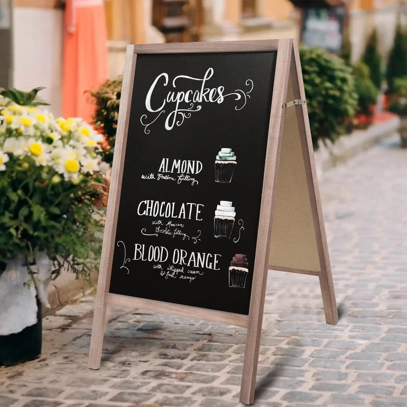 A Frame Wooden 40" x 22" Chalkboard, A Frame Rustic Chalkboard Sign Double - Sided Sidewalk Chalkboard Easel, Sturdy Sandwich Board for Restaurant, Business or Wedding (Grey) - North State Signs & Printing