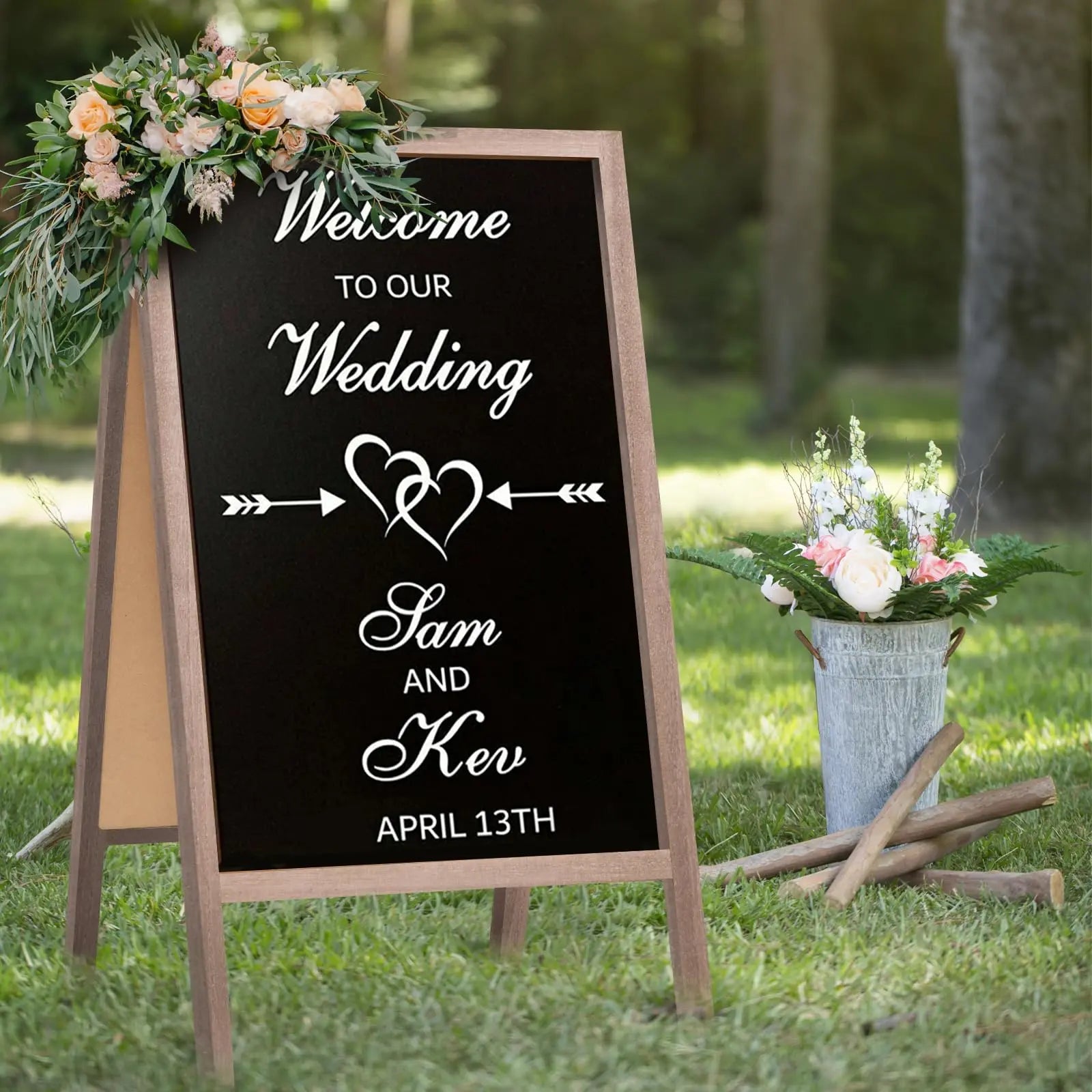 A Frame Wooden 40" x 22" Chalkboard, A Frame Rustic Chalkboard Sign Double - Sided Sidewalk Chalkboard Easel, Sturdy Sandwich Board for Restaurant, Business or Wedding (Grey) - North State Signs & Printing