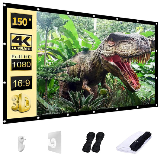 AAJK Outdoor Projector Screen 150 inch, Washable Projector Screen 16:9 Foldable Anti - Crease Portable Projector Movies Screen for Home Theater Outdoor Indoor Support Double Sided Projection - North State Signs & Printing