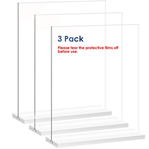 NEWNEWSHOW® 8.5x11 Acrylic Sign Holder 3 Pack Vertical Double-Sided Display (Optional 8.5x11 8.5x5.5 5x7 Horizontal