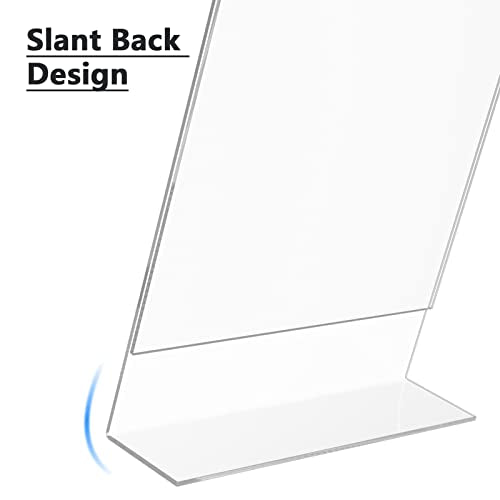 MaxGear 3 Pack 8.5x11 Acrylic Sign Holder Vertical Clear Sign Holder Plastic Paper Holder Slanted Sign Holders Plastic