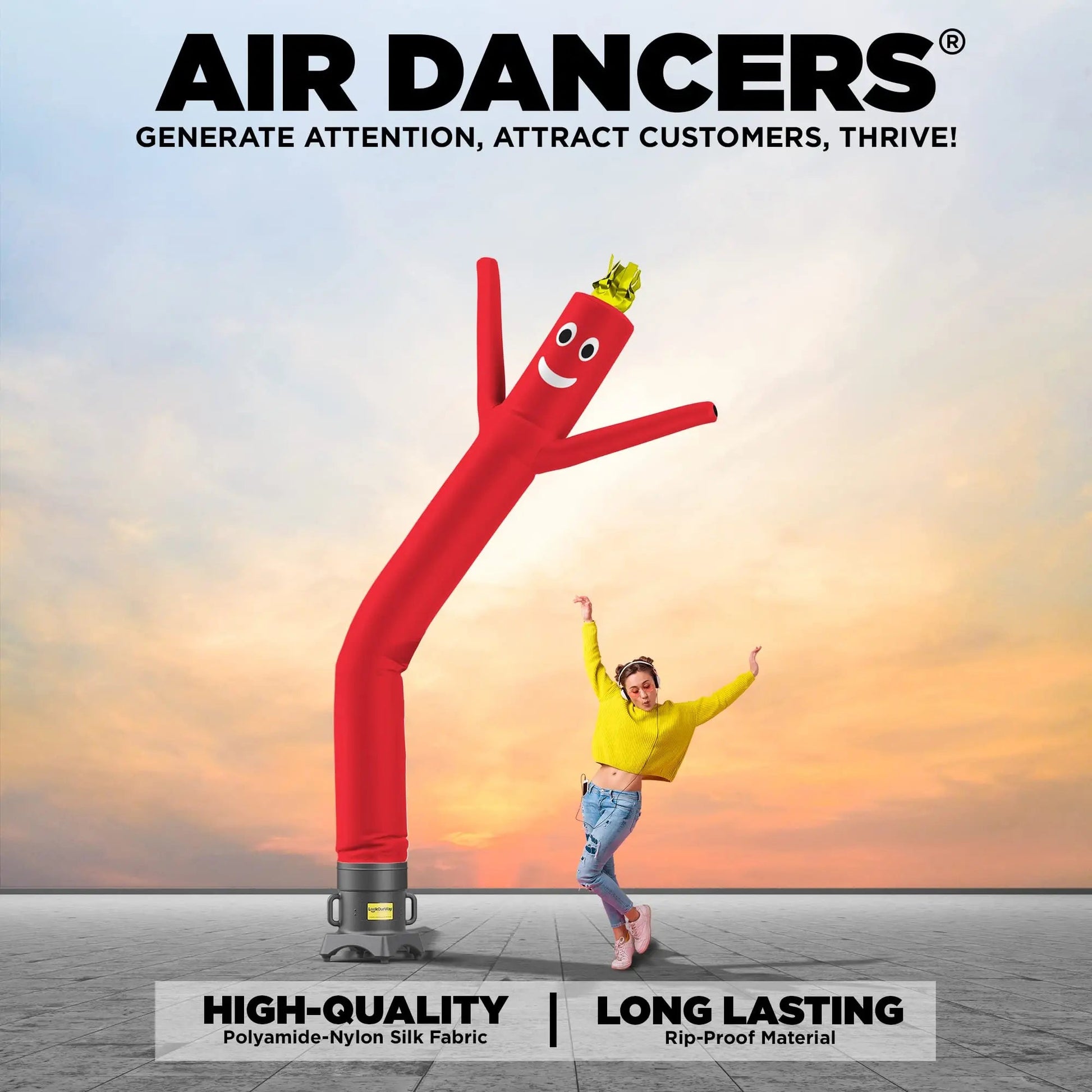 Air Dancer Inflatable Tube Man Set Dancing Tube Guy - 10ft Tall Wacky Waving Inflatable Dancing Tube Guy with 12 - Inch Diameter Blower for Business Promotion - Red - North State Signs & Printing