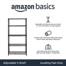 Amazon Basics 5-Shelf Adjustable Heavy Duty Wide Storage Shelving Unit (350 lbs Loading Capacity per Shelf) Steel