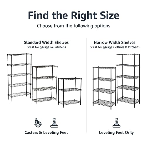 Amazon Basics 5-Shelf Adjustable Heavy Duty Wide Storage Shelving Unit (350 lbs Loading Capacity per Shelf) Steel