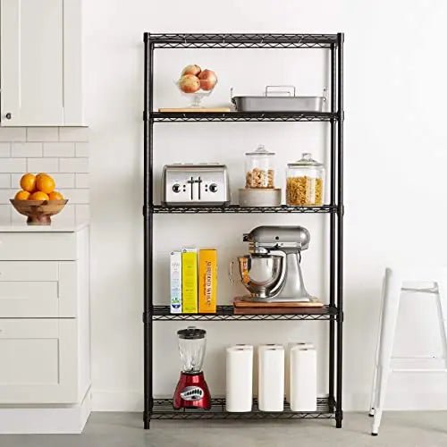 Amazon Basics 5 - Shelf Adjustable, Heavy Duty Wide Storage Shelving Unit (350 lbs Loading Capacity per Shelf), Steel Organizer Wire Rack, 36" L x 14" W x 72" H, Black - North State Signs & Printing