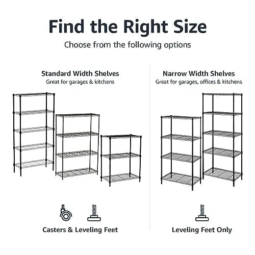 Amazon Basics 5 - Shelf Adjustable, Heavy Duty Wide Storage Shelving Unit (350 lbs Loading Capacity per Shelf), Steel Organizer Wire Rack, 36" L x 14" W x 72" H, Black - North State Signs & Printing