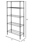 Amazon Basics 5 - Shelf Adjustable, Heavy Duty Wide Storage Shelving Unit (350 lbs Loading Capacity per Shelf), Steel Organizer Wire Rack, 36" L x 14" W x 72" H, Black - North State Signs & Printing