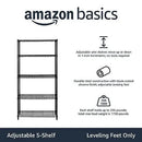 Amazon Basics 5 - Shelf Adjustable, Heavy Duty Wide Storage Shelving Unit (350 lbs Loading Capacity per Shelf), Steel Organizer Wire Rack, 36" L x 14" W x 72" H, Black - North State Signs & Printing