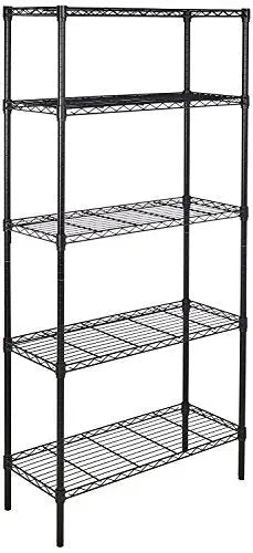 Amazon Basics 5 - Shelf Adjustable, Heavy Duty Wide Storage Shelving Unit (350 lbs Loading Capacity per Shelf), Steel Organizer Wire Rack, 36" L x 14" W x 72" H, Black - North State Signs & Printing