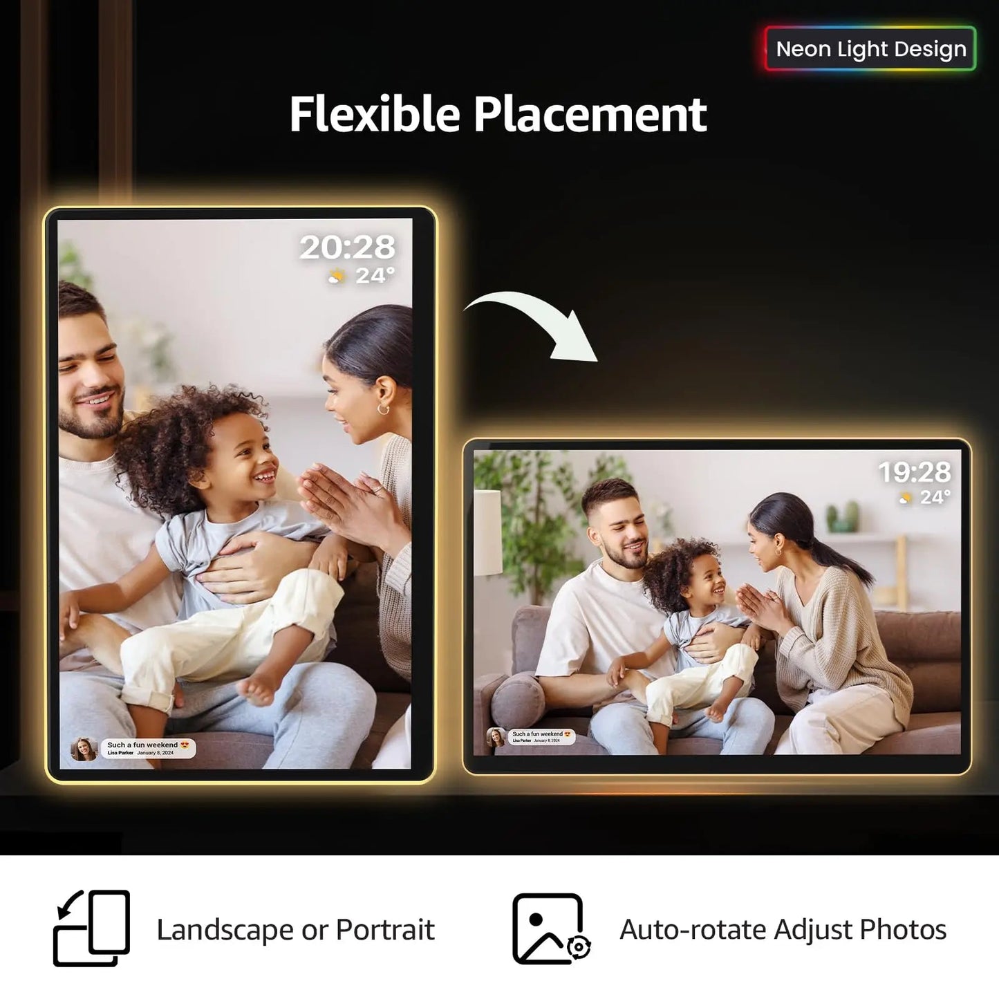 Apolosign 14.1" Neon Light Digital Frame, 32GB Storage Smart Digital Picture Frame, Easy Setup, 16:10 aspect ratio glass lamination Touch Screen, Share Moments Remotely via Frameo, Gift for Friends - North State Signs & Printing