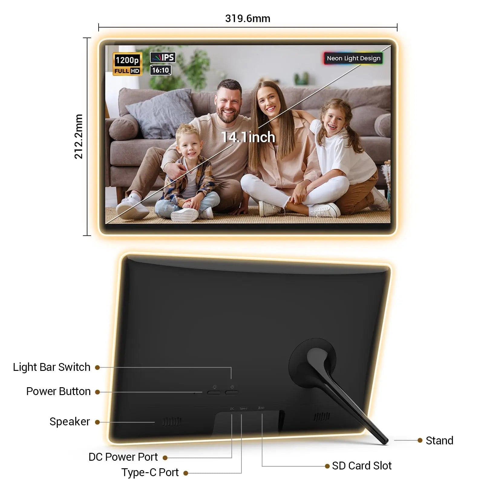 Apolosign 14.1" Neon Light Digital Frame, 32GB Storage Smart Digital Picture Frame, Easy Setup, 16:10 aspect ratio glass lamination Touch Screen, Share Moments Remotely via Frameo, Gift for Friends - North State Signs & Printing