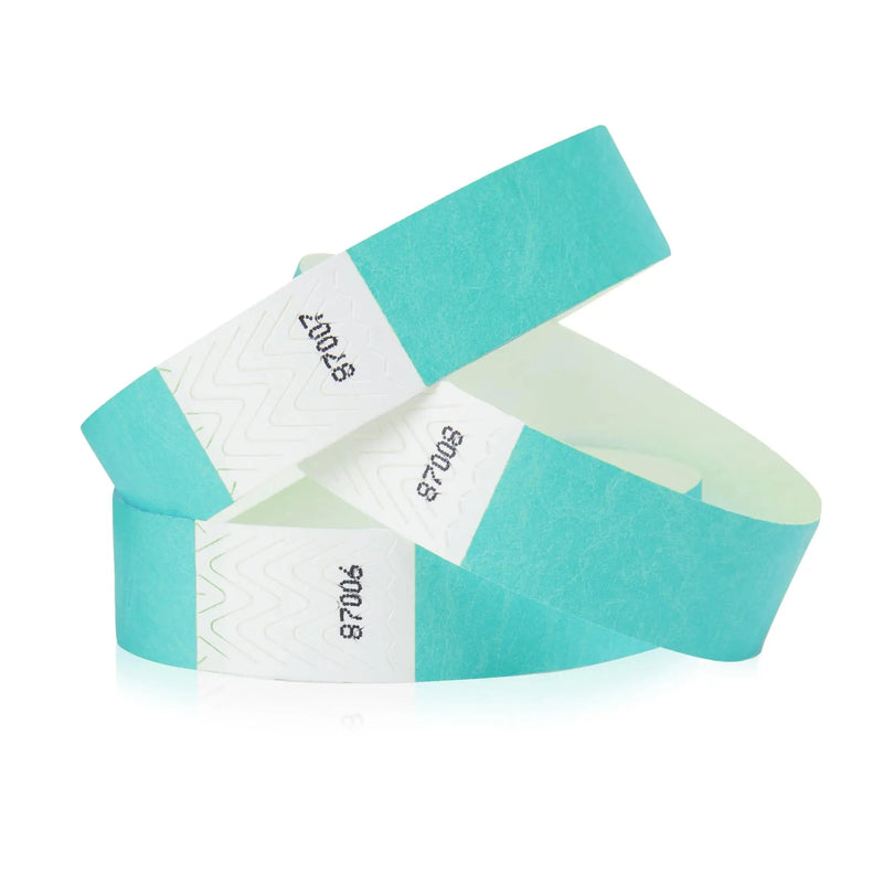 Aqua Tyvek Wristbands for Events - 500 WristCo Comfortable Tear Resistant Paper Bracelets ID Wrist Bands for Concerts Festivals Admission Party Identification - North State Signs & Printing