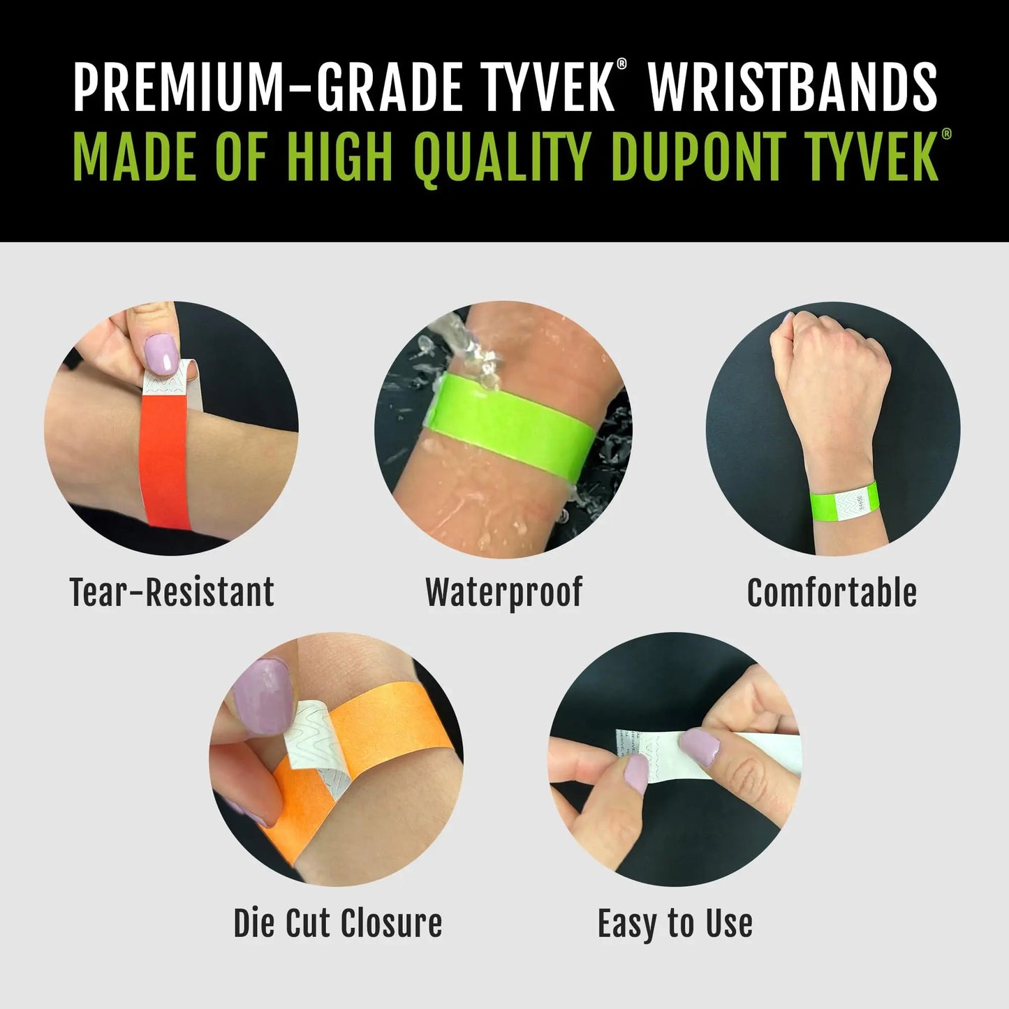 Aqua Tyvek Wristbands for Events - 500 WristCo Comfortable Tear Resistant Paper Bracelets ID Wrist Bands for Concerts Festivals Admission Party Identification - North State Signs & Printing