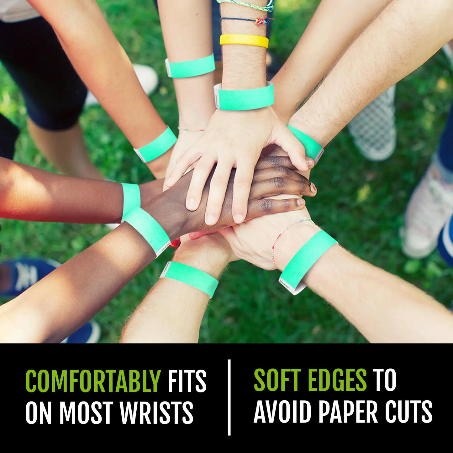 Aqua Tyvek Wristbands for Events - 500 WristCo Comfortable Tear Resistant Paper Bracelets ID Wrist Bands for Concerts Festivals Admission Party Identification - North State Signs & Printing