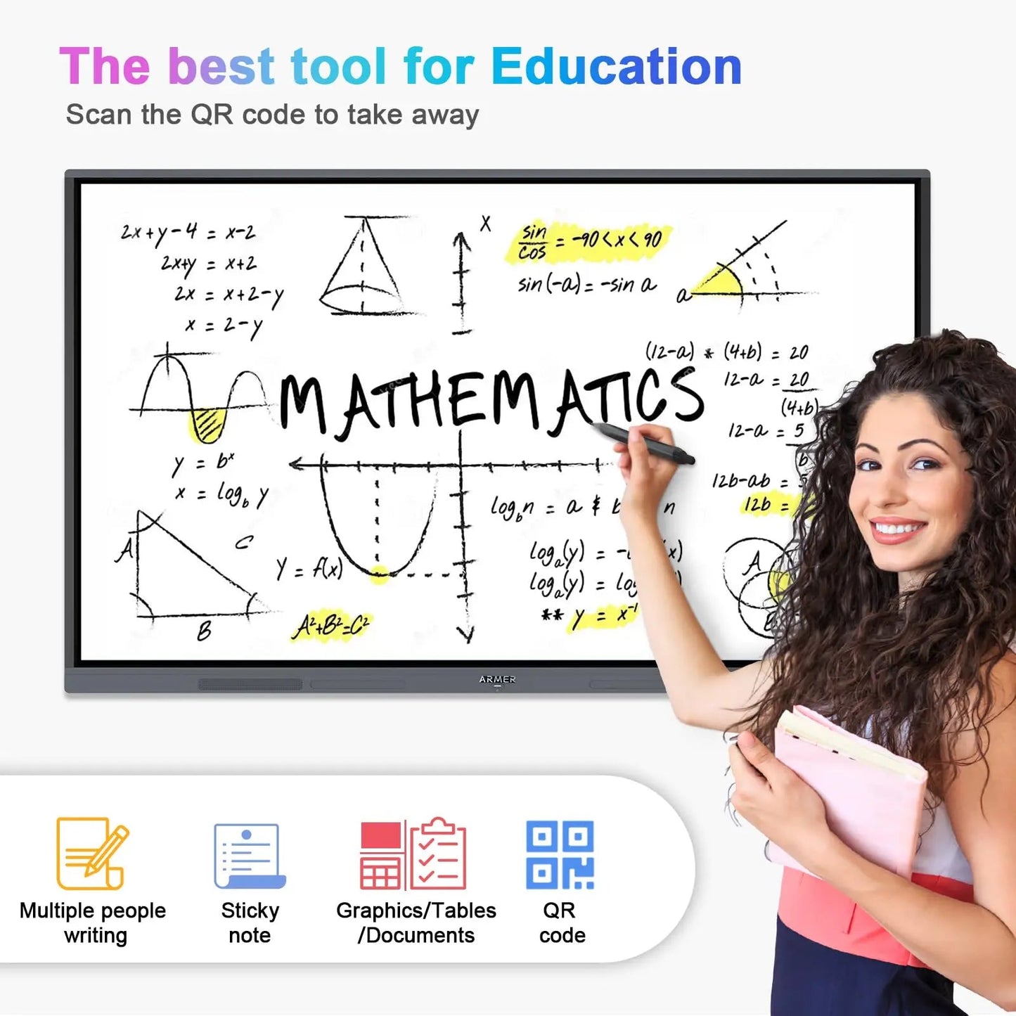 Armerboard 55'' Dual System Robust Smart Board 4K UHD Touchscreen Digital Electronic Whiteboard - North State Signs & Printing