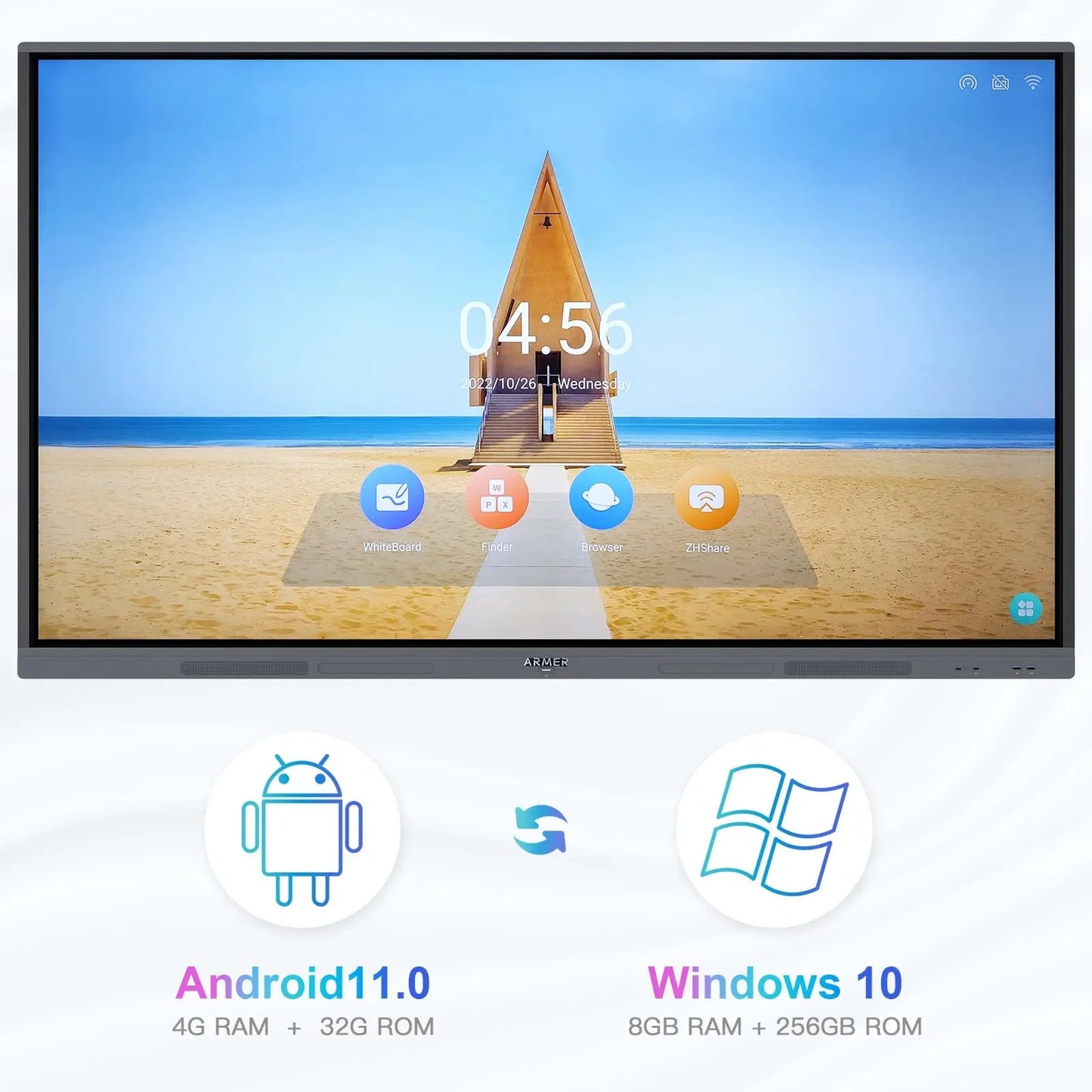 Armerboard 55'' Dual System Robust Smart Board 4K UHD Touchscreen Digital Electronic Whiteboard - North State Signs & Printing