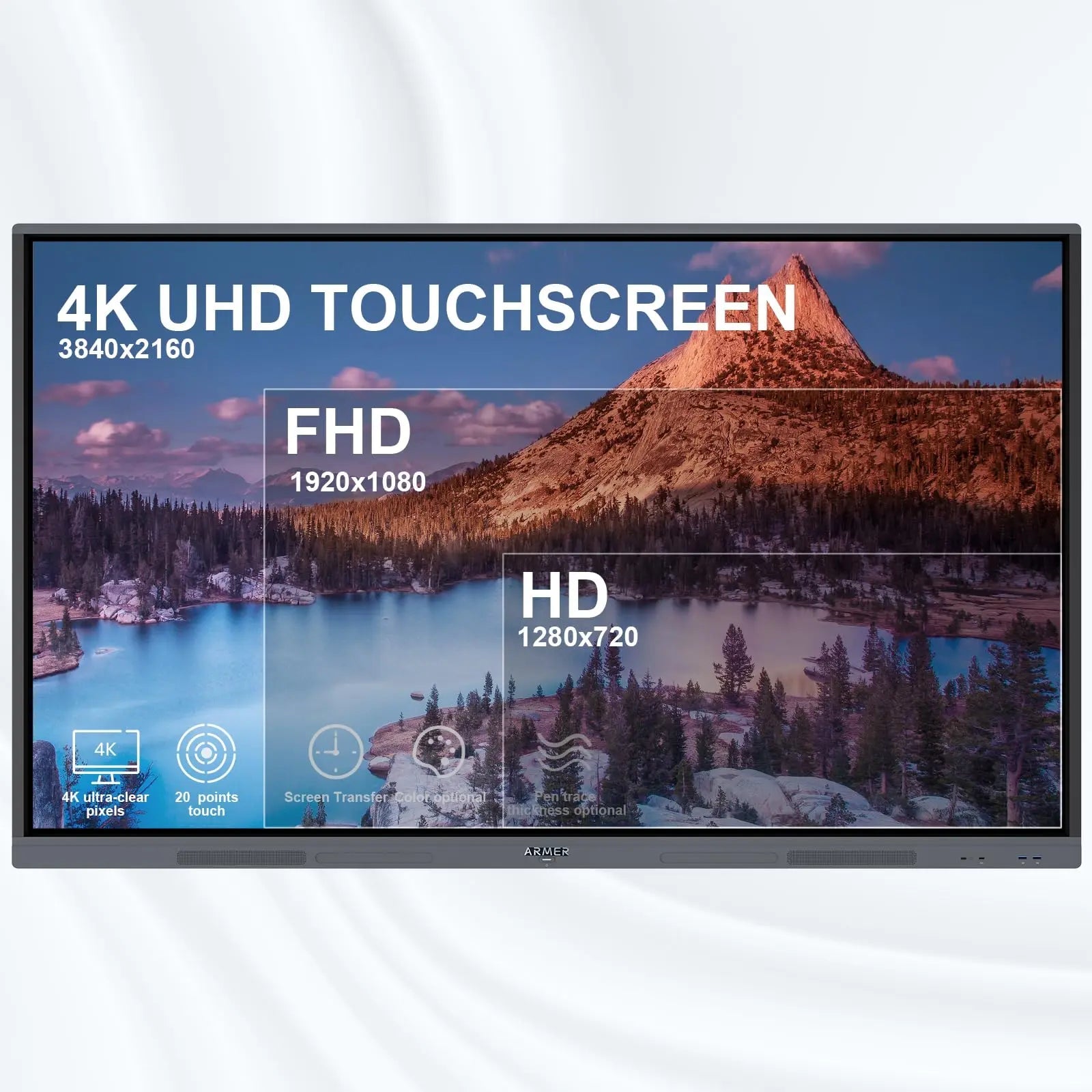 Armerboard 55'' Dual System Robust Smart Board 4K UHD Touchscreen Digital Electronic Whiteboard - North State Signs & Printing
