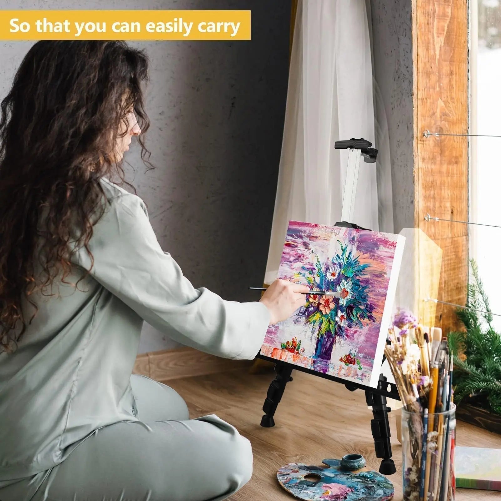 Art Easel Stand for Painting and Sign - RRFTOK Aluminum 66 Inch Metal Tripod Adjustable Portable Easels for Display - Canvas Stand for Table Top Floor Drawing for Artists Adult Holder or Teen - North State Signs & Printing