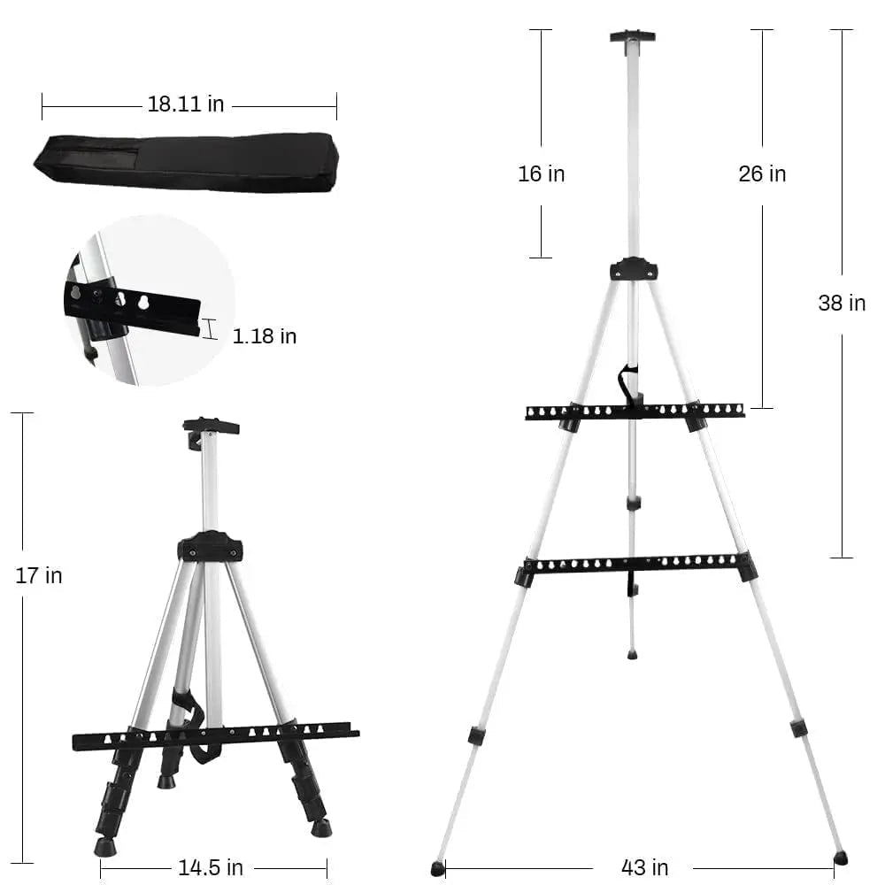 Art Easel Stand for Painting and Sign - RRFTOK Aluminum 66 Inch Metal Tripod Adjustable Portable Easels for Display - Canvas Stand for Table Top Floor Drawing for Artists Adult Holder or Teen - North State Signs & Printing