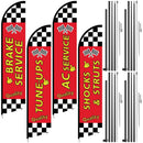 Auto Repair Shop Feather Flag Kits Set Feather Flag Pole Kit 12ft for Business Advertisement, Includes 4 Feather Flags, 4 Stainless Steel Flag Pole and 4 Ground Spikes HunnmingRe 4 Set - North State Signs & Printing