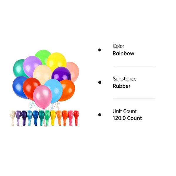 Balloons RUBFAC 0 Assorted Color Inches Rainbow Latex Balloons, – North ...
