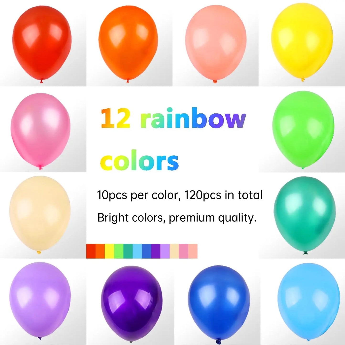 Balloons RUBFAC 120 Assorted Color 12 Inches Rainbow Latex Balloons, 12 Bright Color Party Balloons for Birthday Baby Shower Wedding Party Supplies Arch Garland - North State Signs & Printing