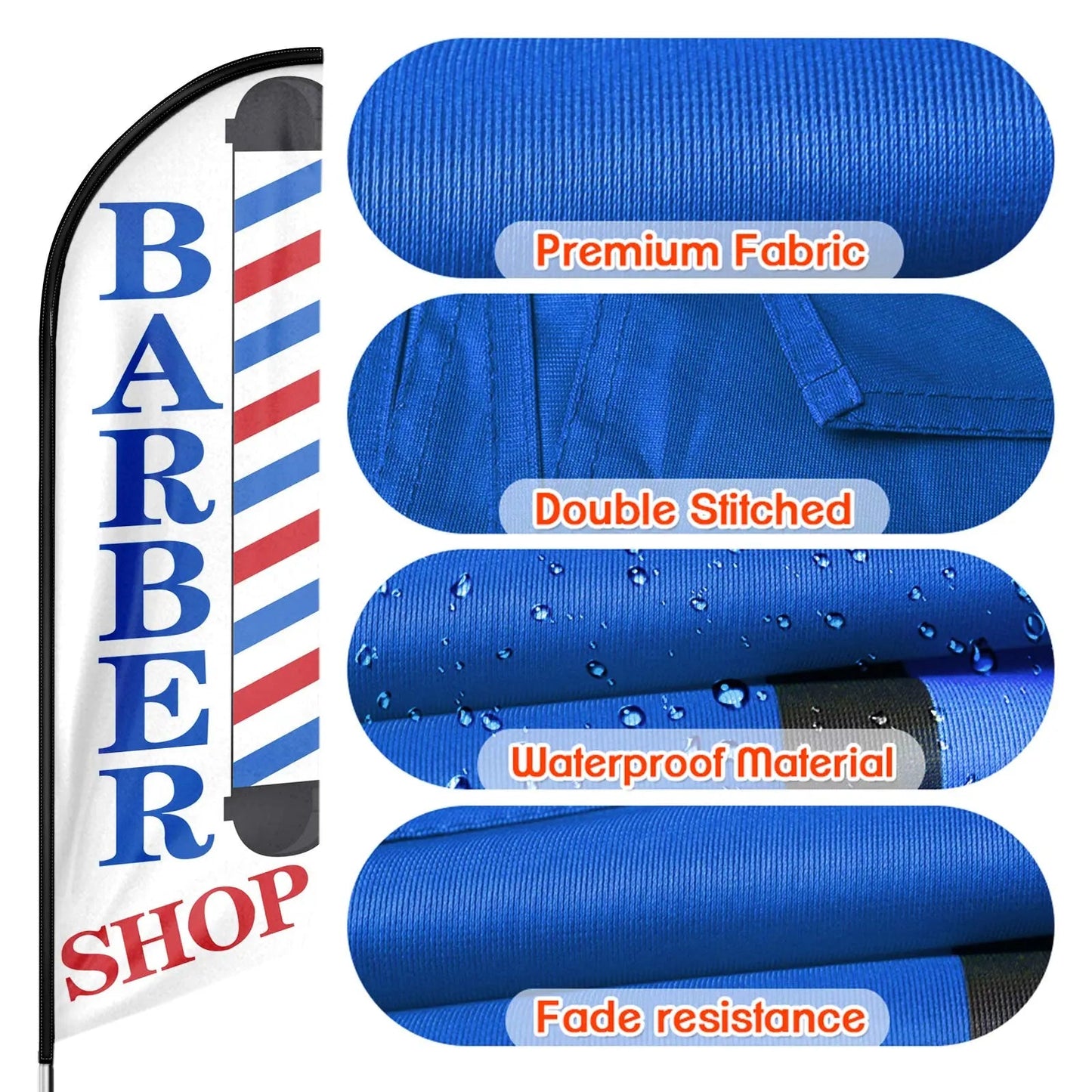 Barber Flag, Barbershop Flags with Pole Kit for Businesses - North State Signs & Printing