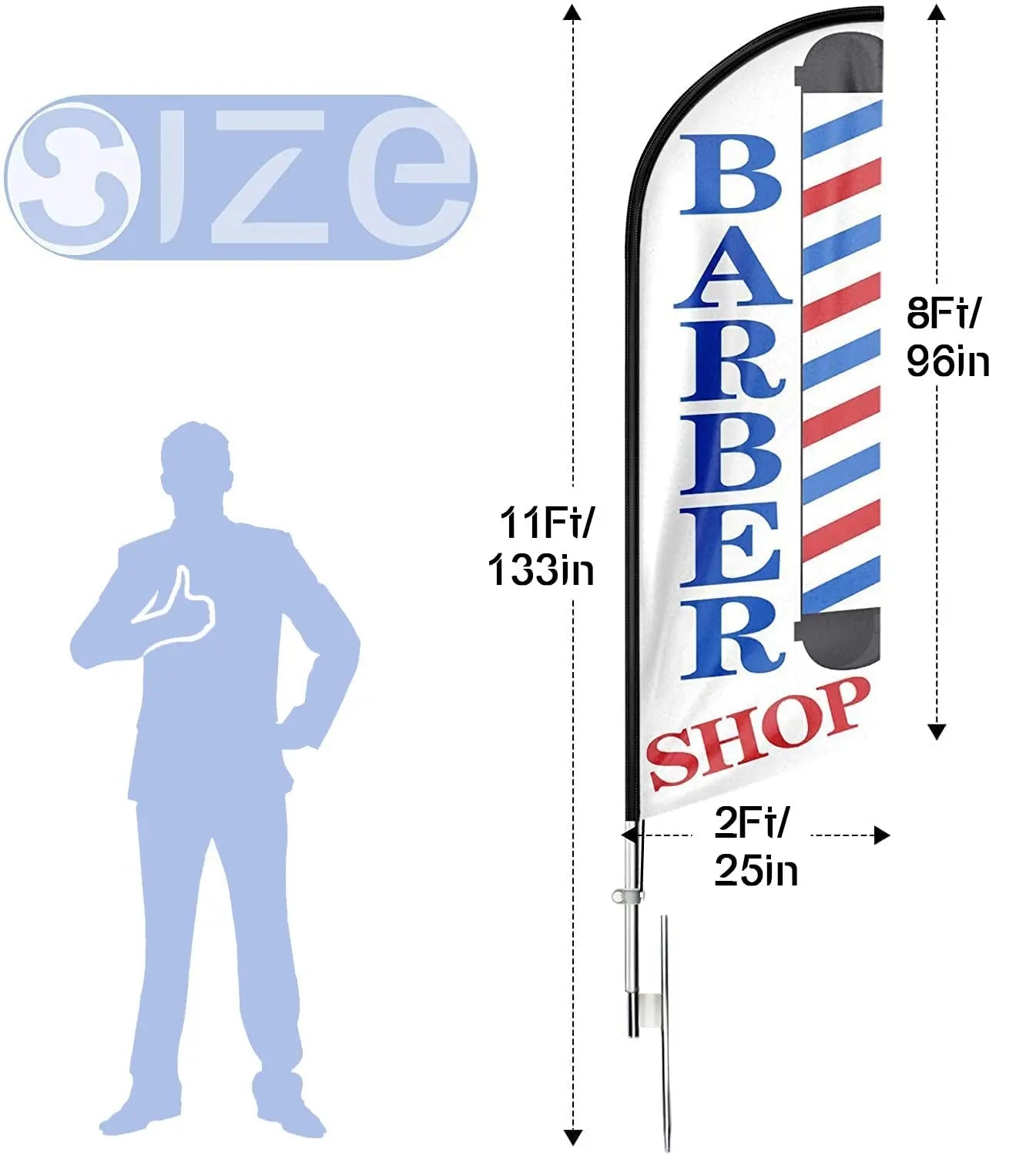 Barber Flag, Barbershop Flags with Pole Kit for Businesses - North State Signs & Printing