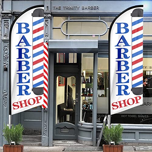 FSFLAG Barber Flag Barbershop Flags with Pole Kit Barbershop Flag with Pole Set for Businesses Advertising Swooper