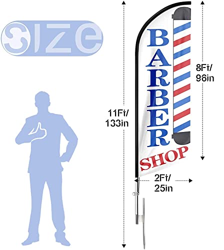 FSFLAG Barber Flag Barbershop Flags with Pole Kit Barbershop Flag with Pole Set for Businesses Advertising Swooper