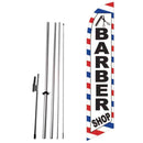Barber Shop (White) Feather Flag Cobb Promo Eye Catching Feather Banner Sign for Business and Marketing Complete Set with 15 ft Pole Kit and Ground Spike - North State Signs & Printing