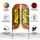 BBQ Feather Flag Set - 5ft Tall Advertising BBQ Banner Flag with Pole Kit and Ground Spike for Business Promotion - BBQ LookOurWay - North State Signs & Printing