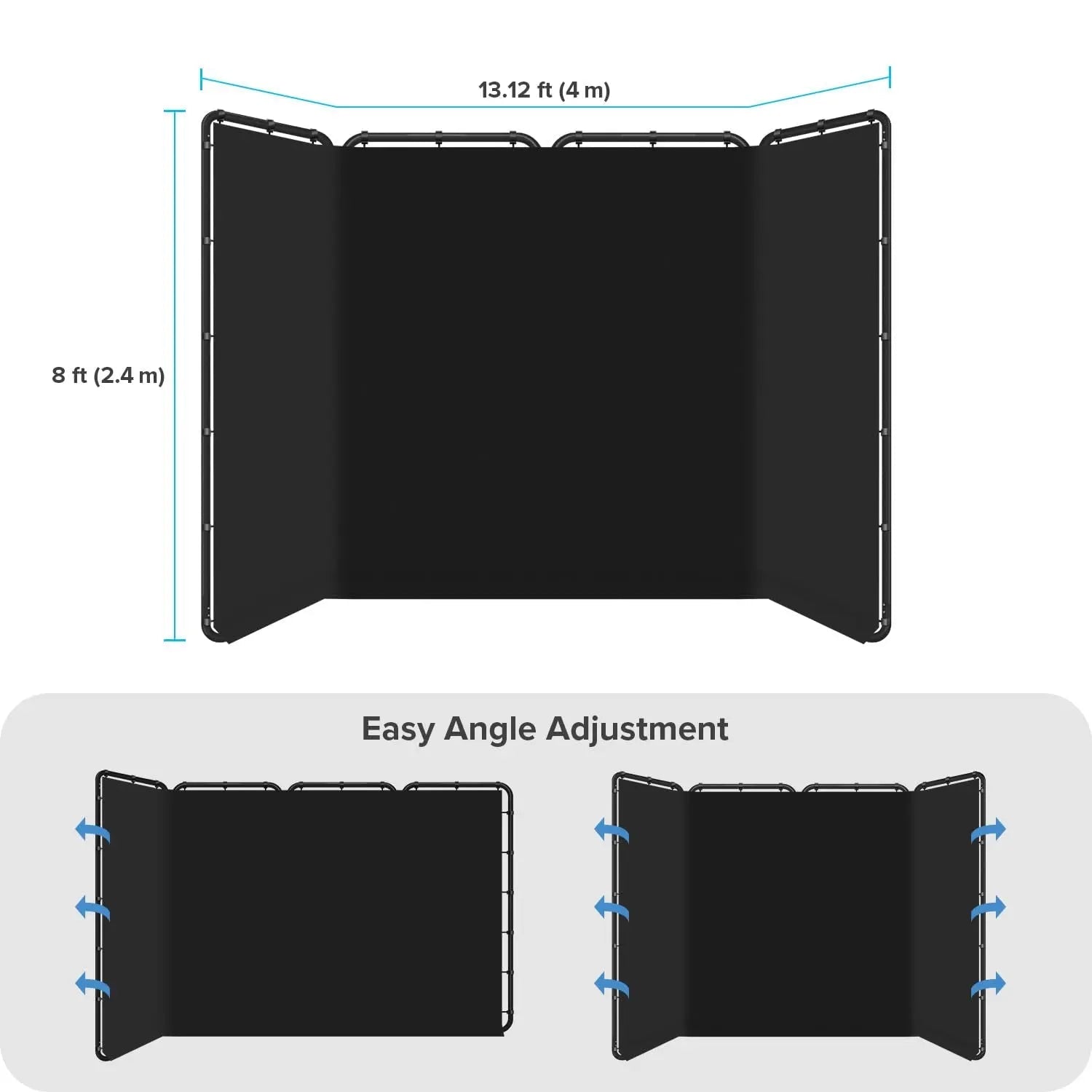 Black Super Large Backdrop Screen with Stand Frame, LimoStudio 13.1 x 8 feet (W x H), 4 Panel Foldable Background, Angle Adjustable, Enhanced Stability with Leg Shoes, Photoshoot, Show Booth, AGG3376 - North State Signs & Printing