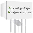 Blank Yard Signs with Stakes, Remiawy 6 Pack Lawn Signs Corrugated Plastic 17x12 Inches Custom Double Sided for Yard Sale Sign Outdoor, Garage Sale, Open House, Estate Sale, Guidepost, Birthday Party - North State Signs & Printing