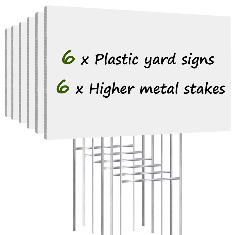 Blank Yard Signs with Stakes, Remiawy 6 Pack Lawn Signs Corrugated Plastic 17x12 Inches Custom Double Sided for Yard Sale Sign Outdoor, Garage Sale, Open House, Estate Sale, Guidepost, Birthday Party - North State Signs & Printing
