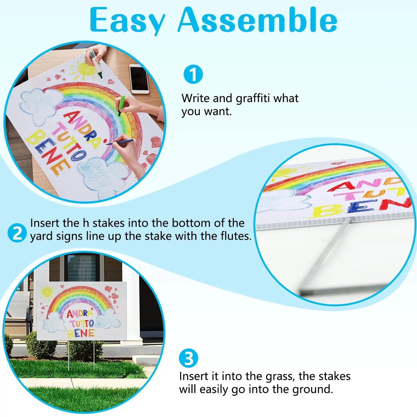Blank Yard Signs with Stakes, Remiawy 6 Pack Lawn Signs Corrugated Plastic 17x12 Inches Custom Double Sided for Yard Sale Sign Outdoor, Garage Sale, Open House, Estate Sale, Guidepost, Birthday Party - North State Signs & Printing