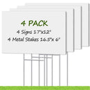Blank Yard Signs with Stakes, Remiawy Custom Yard Sale Sign 17x12 Inch 4 Pack Corrugated Plastic Double Sided Outdoor Lawn Signs for Yard Sale, Estate Garage Sale, Open House, Birthday Decoration - North State Signs & Printing