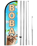 BOBA Windless Feather Swooper Flag Banner Sign 15 Ft Tall Large Pole Kit - Feather Flags / Feather Banners