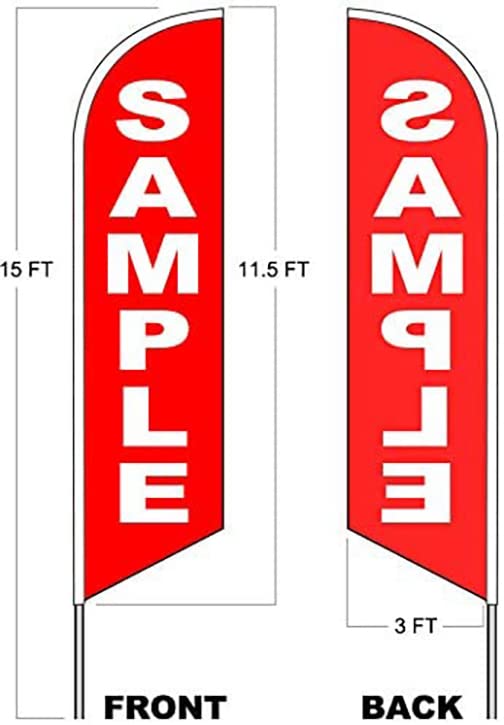 BOBA Windless Feather Swooper Flag Banner Sign 15 Ft Tall Large Pole Kit - Feather Flags / Feather Banners