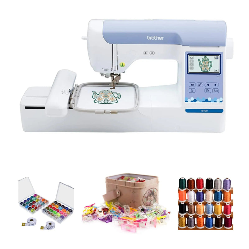 Brother Elite PE900 Large Embroidery Machine with Wireless LAN Connection with Sewing Bundle (4 Items) - North State Signs & Printing