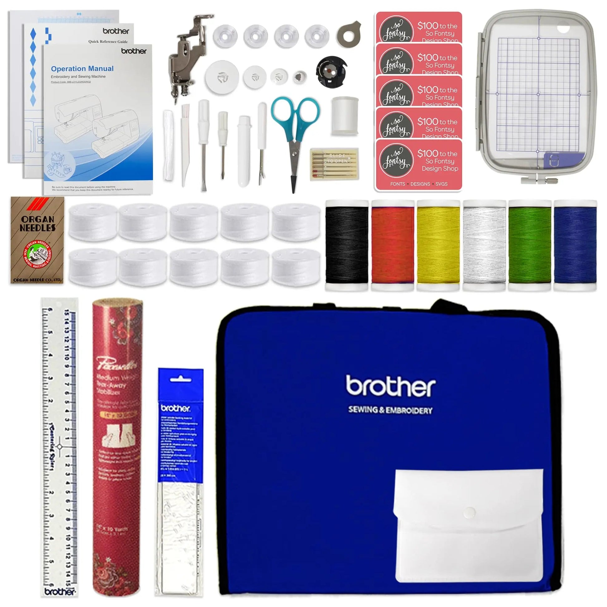 Brother PE900 5" x 7" Embroidery Machine with 80 Embroidery Spools & Embroidery Accessory Kit - North State Signs & Printing