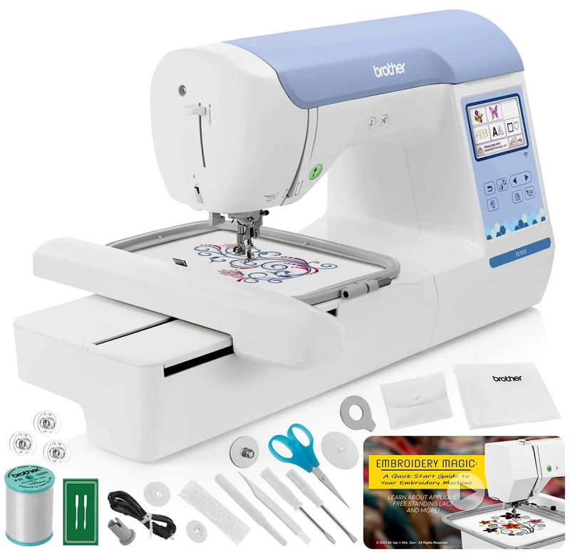 Brother PE900 Embroidery Machine, 5" x 7" Field Size, Cuts Jump Stitches, Wireless, WLAN, Includes Mr. Vac & Mrs. Sew - Embroidery Magic: Quick Start Video - North State Signs & Printing