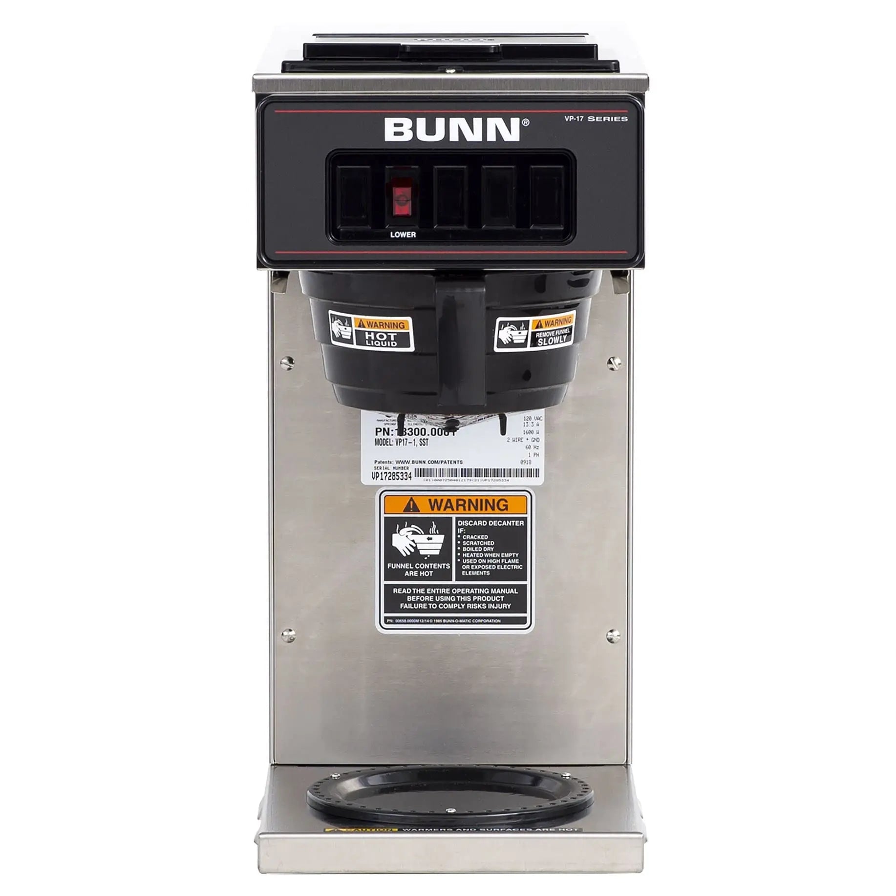 BUNN 13300.0001 VP17 - 1SS, Pourover Coffee Brewer with 1 - Warmer, Coffee Maker, Stainless Steel, Silver, Standard - North State Signs & Printing