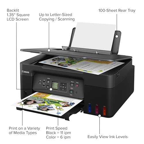 Canon MegaTank G3270 All-in-One Wireless Inkjet Printer. for Home Use Print Scan and Copy Black - All in One Printer