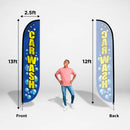 Car Wash Bubbles Feather Flag Pole Kit - 12 Feet Tall Advertising Flag Banner with Fiberglass Pole Kit and Ground Spike for Business Promotion - LookOurWay Car Wash Flags - Car Wash Bubbles - North State Signs & Printing