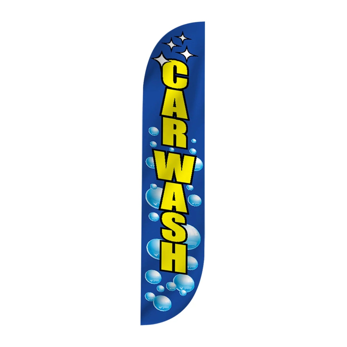 Car Wash Bubbles Feather Flag Pole Kit - 12 Feet Tall Advertising Flag Banner with Fiberglass Pole Kit and Ground Spike for Business Promotion - LookOurWay Car Wash Flags - Car Wash Bubbles - North State Signs & Printing