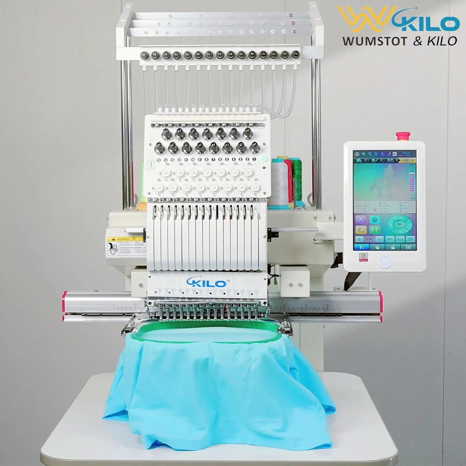 CH1501 Embroidery Machine 15 Needle: Commercial Digital Hat Embroidery Machine Kit with Stand - 13"x20" Embroidery Area 1200 SPM Max Speed, 10" Touch Screen, Wifi, USB for 3D Cap, Shirt and More - North State Signs & Printing