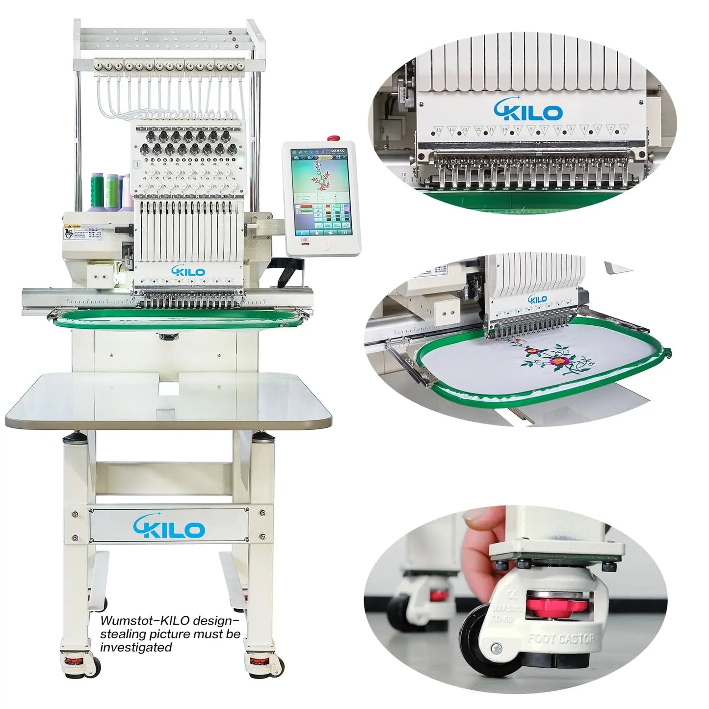 CH1501 Embroidery Machine 15 Needle: Commercial Digital Hat Embroidery Machine Kit with Stand - 13"x20" Embroidery Area 1200 SPM Max Speed, 10" Touch Screen, Wifi, USB for 3D Cap, Shirt and More - North State Signs & Printing