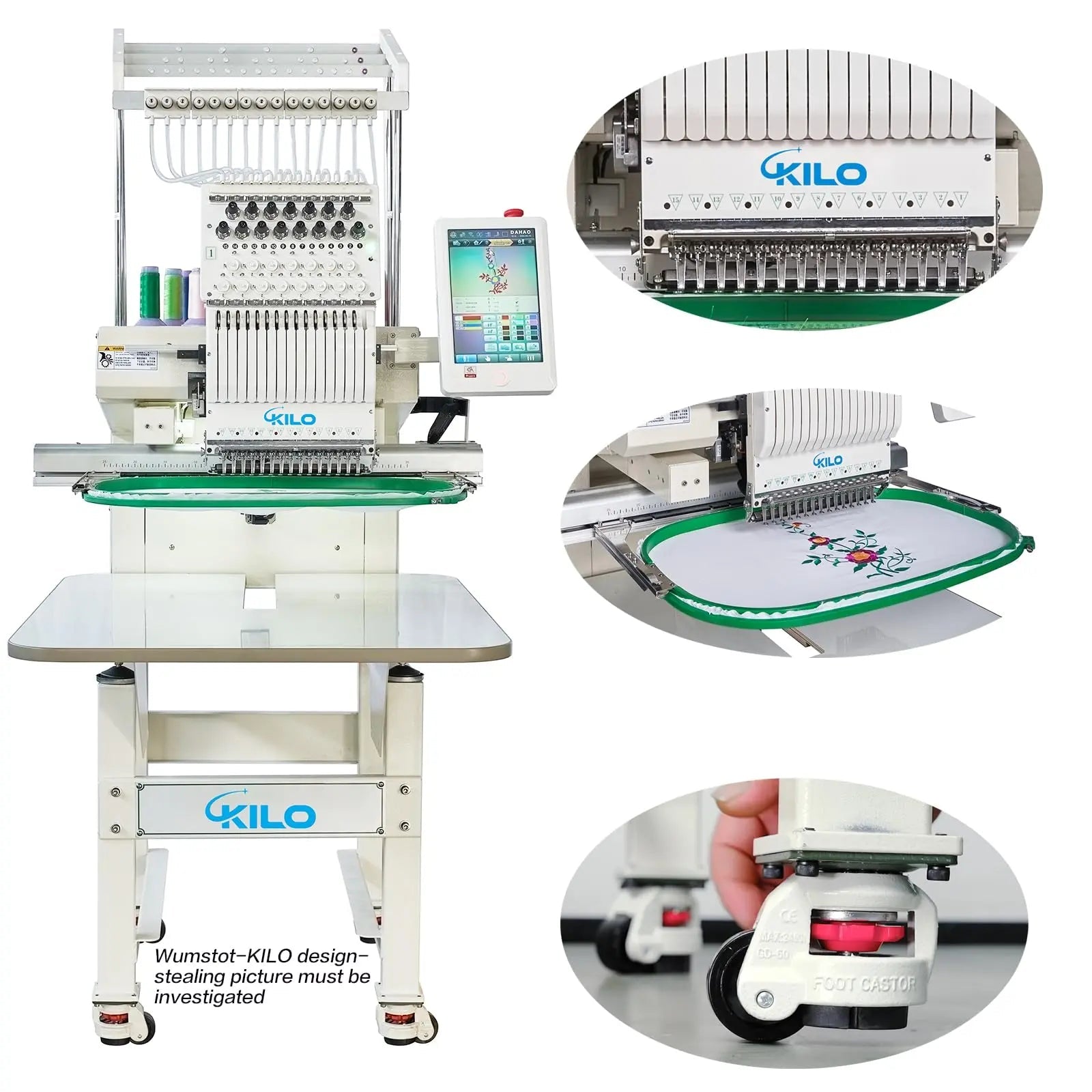 CH1501 Embroidery Machine 15 Needle: Commercial Digital Hat Embroidery Machine Kit with Stand - 13"x20" Embroidery Area 1200 SPM Max Speed, 10" Touch Screen, Wifi, USB for 3D Cap, Shirt and More - North State Signs & Printing