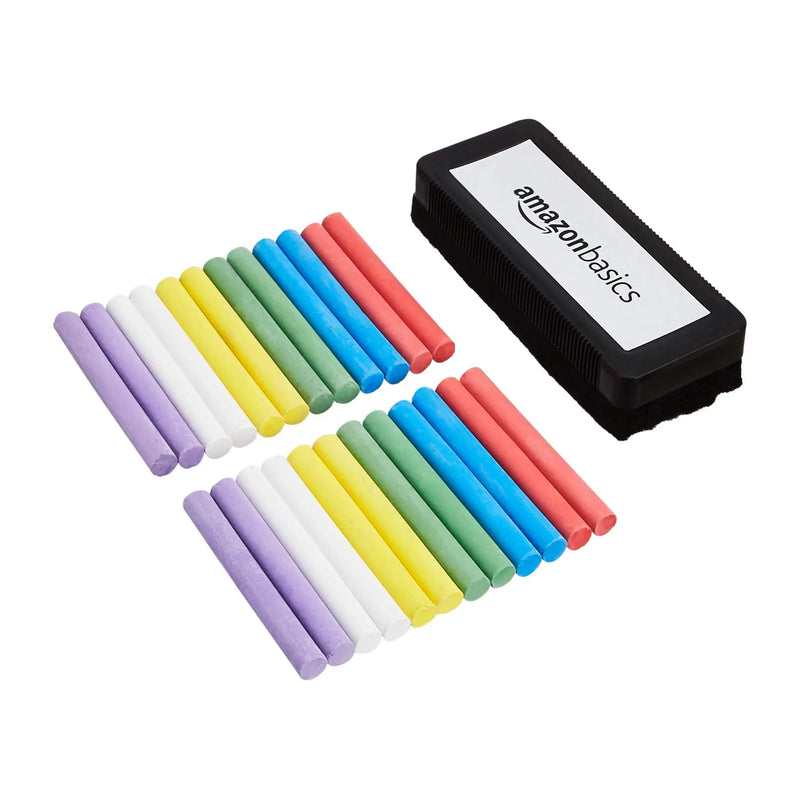 Chalk with Eraser, 24 Count (Pack of 1), Assorted, Amazon Basics Dustless - North State Signs & Printing